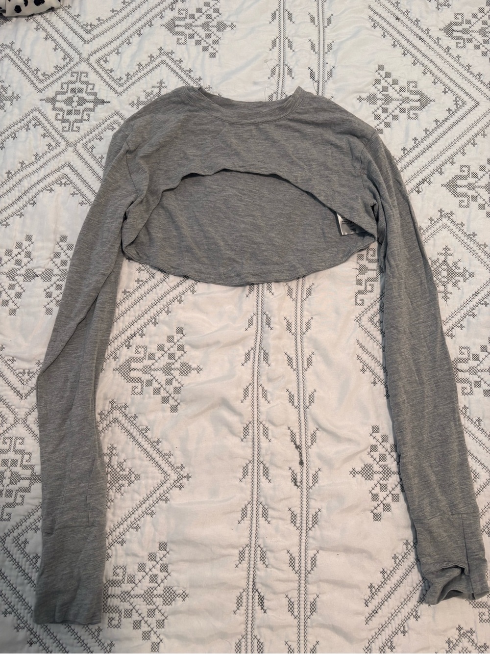 Gray Long-Sleeve Layered Crop Top - Women
